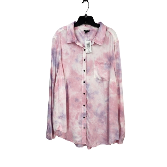 Torrid Women's Lizzie Rayon Twill Button-Up Long Sleeve Shirt - 2X - Picture 2 of 8